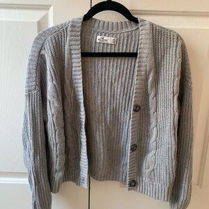 Hollister Grey Cable Knit Cardigan